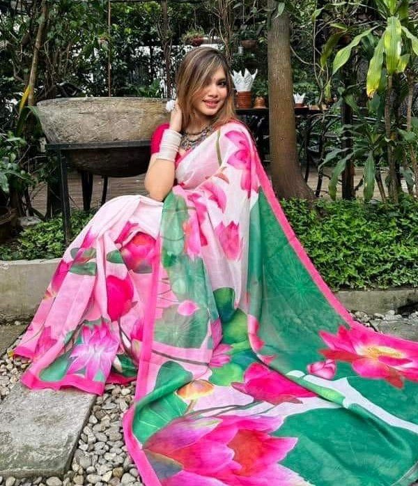 ডিজিটাল প্রিন্ট চান্দুরি সিল্ক শাড়ি